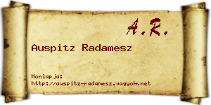 Auspitz Radamesz névjegykártya